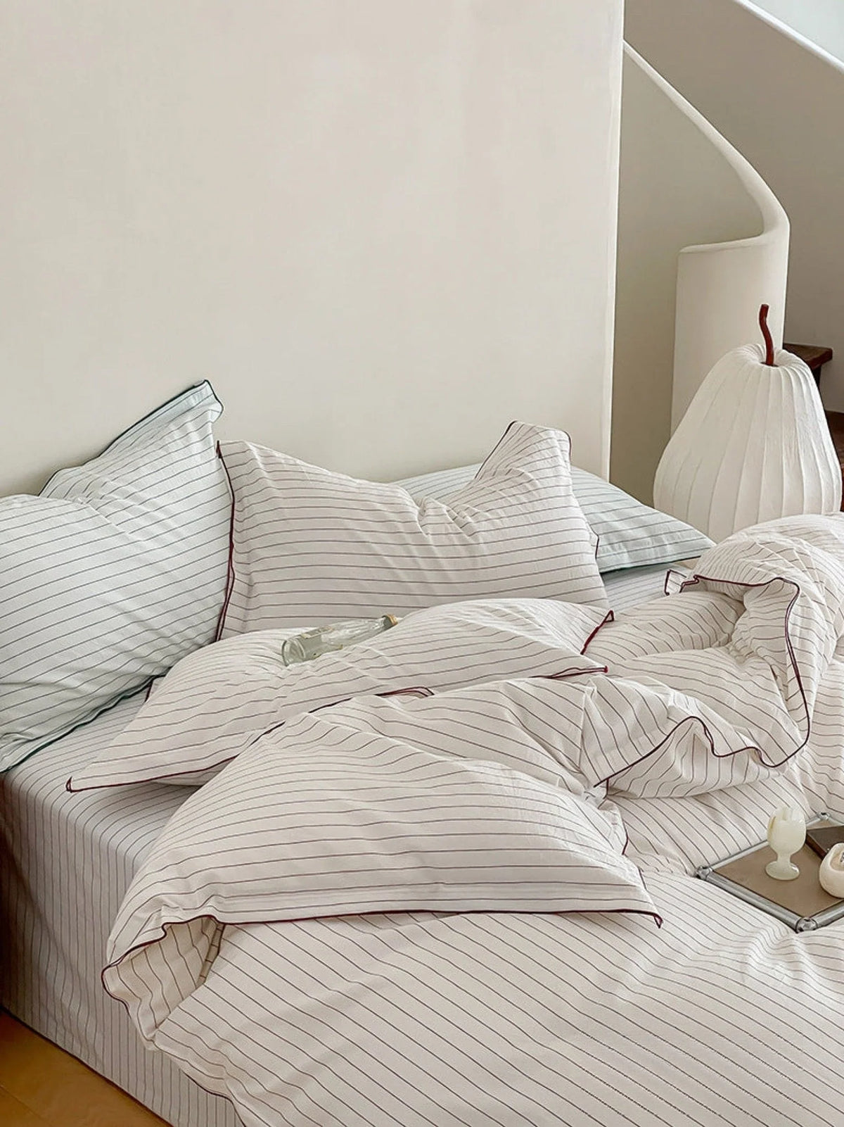 Ashcombe striped cotton bedding detail