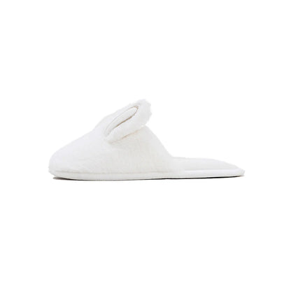Side profile of blue bunny slipper with silver ear detail - RoomDen