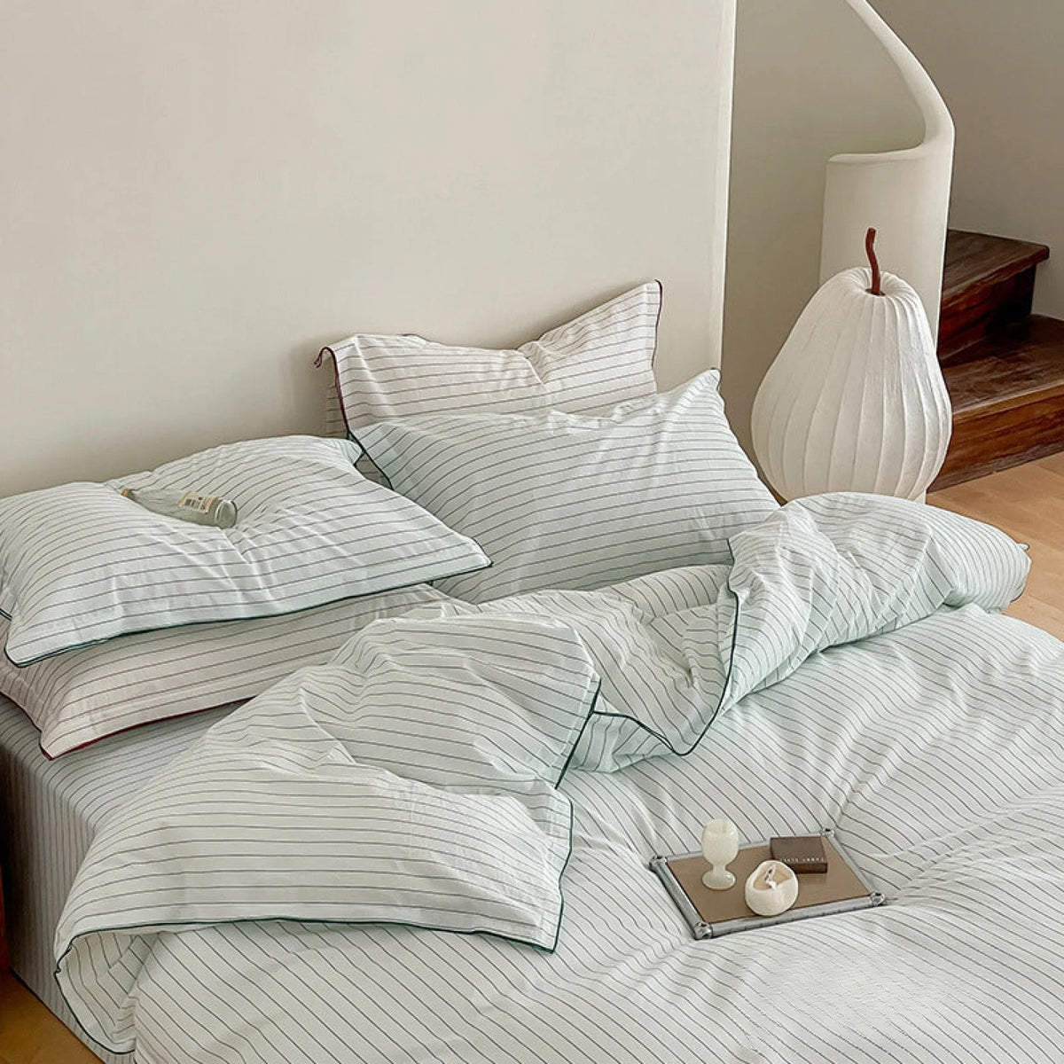 Ashcombe striped cotton bedding detail