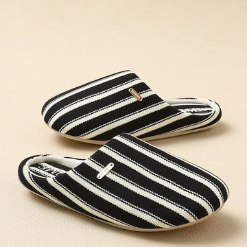 Breathable Knit Striped Cotton House Slippers
