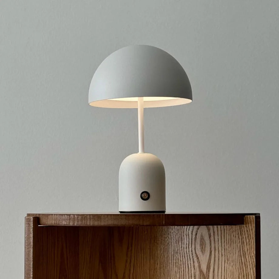 Front view of the Off-White lamp showing its neutral light temperature setting - RoomDen