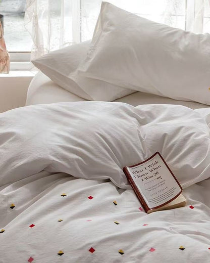Marbella Embroidered Floral Cotton Bedding Set - room scene