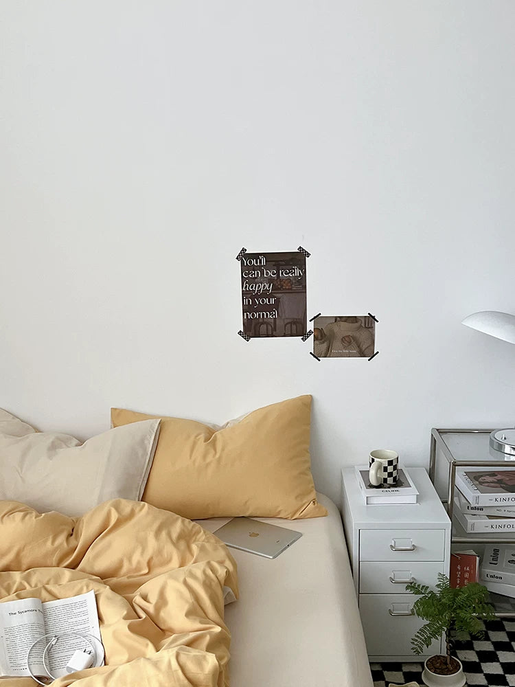 Washed Cotton Color-Block Bedding Set - Butter + Camel