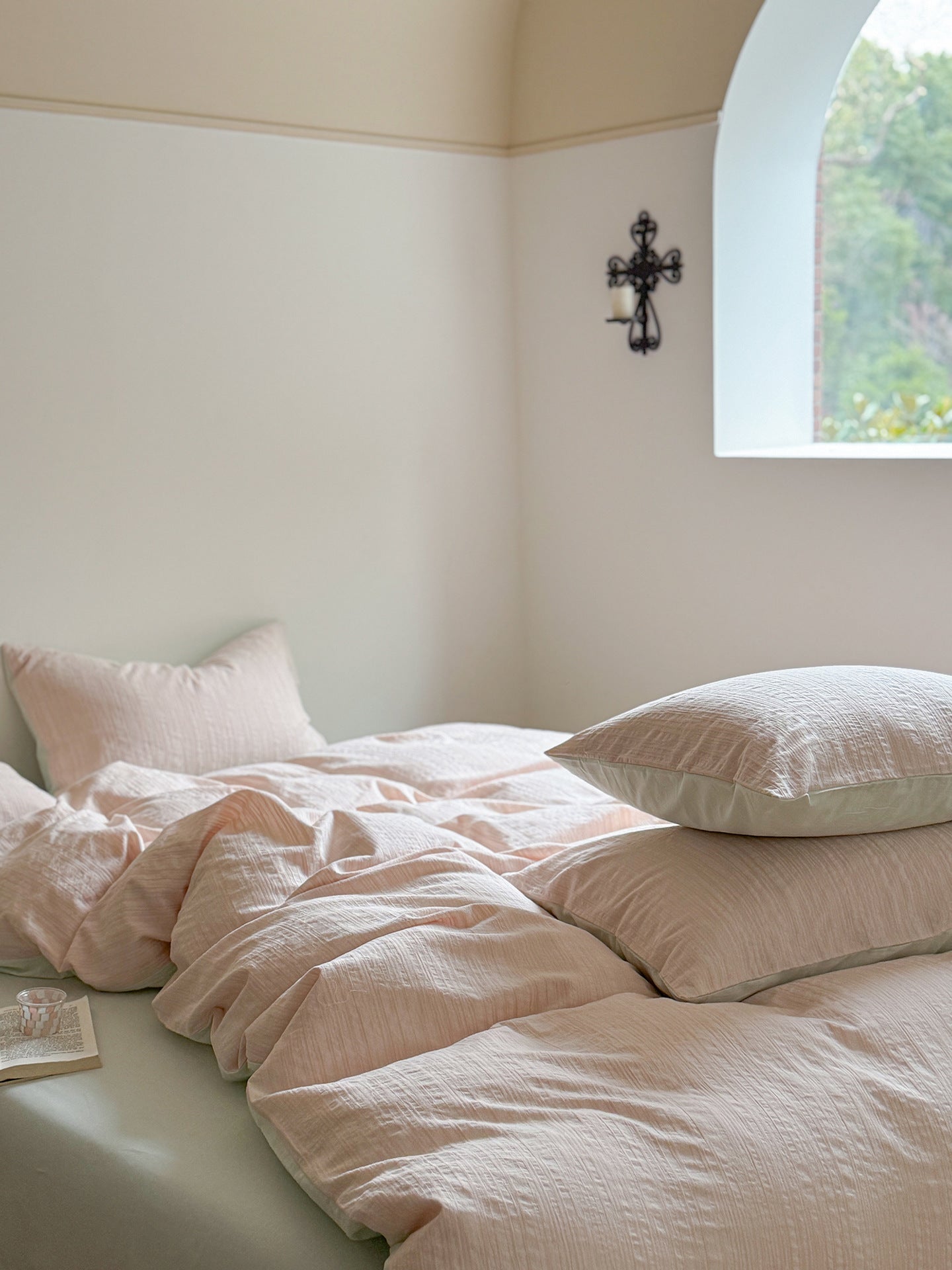 Maribel Striped Washed Cotton Bedding Set - Petal Blush
