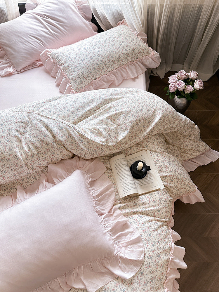 Fleurette Ruffled Double Gauze Bedding Set - Peony Blush