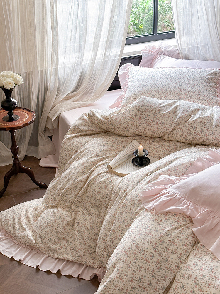 Fleurette Ruffled Double Gauze Bedding Set - Peony Blush
