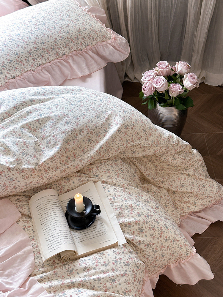 Fleurette Ruffled Double Gauze Bedding Set - Peony Blush