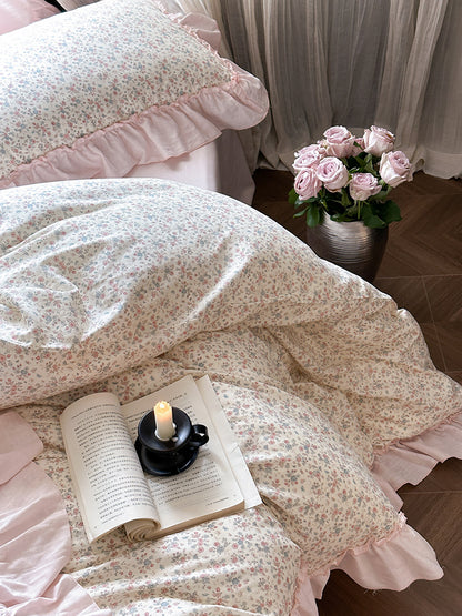 Fleurette Ruffled Double Gauze Bedding Set - Peony Blush
