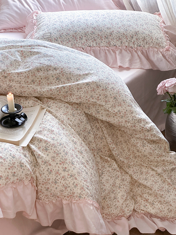 Fleurette Ruffled Double Gauze Bedding Set - Peony Blush