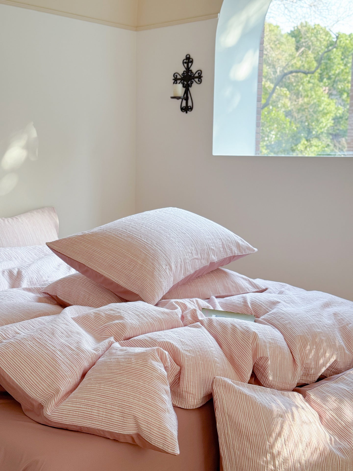 Maribel Striped Washed Cotton Bedding Set - Rosewater