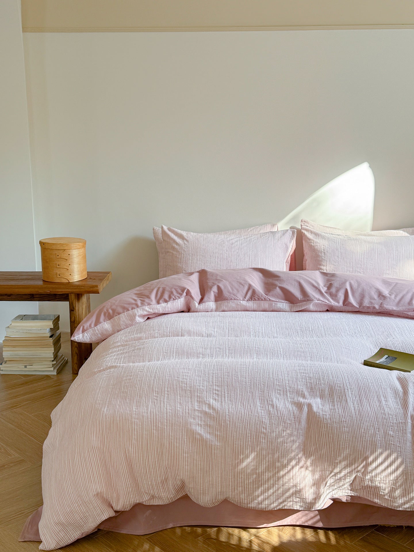 Maribel Striped Washed Cotton Bedding Set - Rosewater