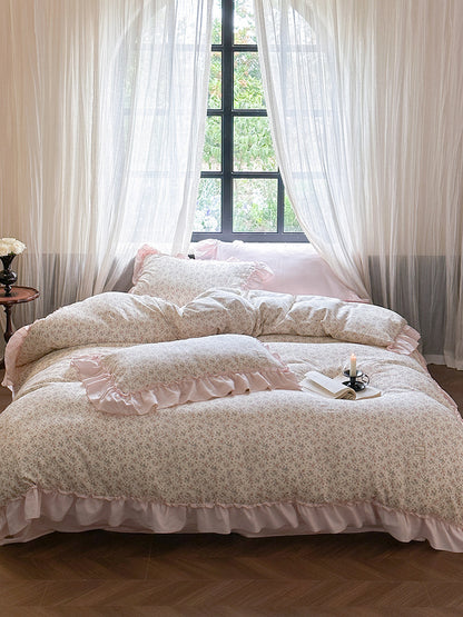 Fleurette Ruffled Double Gauze Bedding Set - Peony Blush
