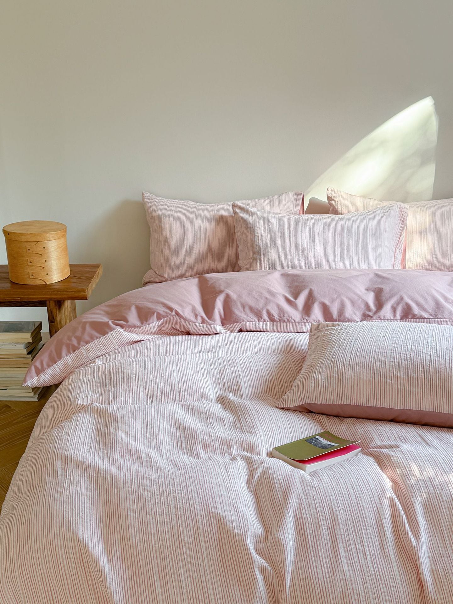 Maribel Striped Washed Cotton Bedding Set - Rosewater