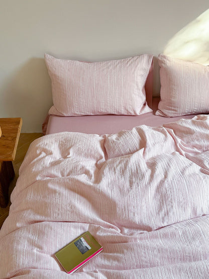 Maribel Striped Washed Cotton Bedding Set - Rosewater