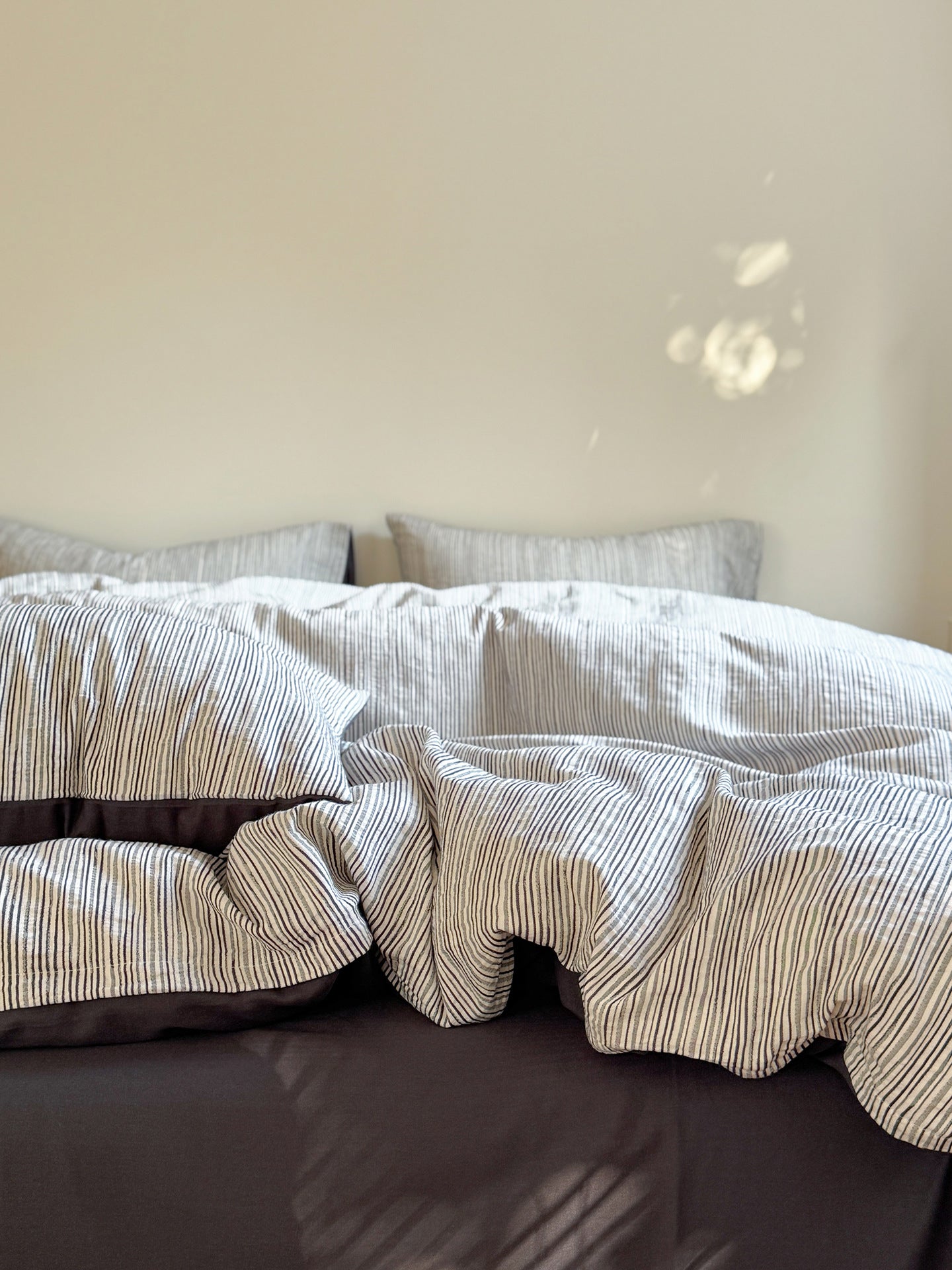 Maribel Striped Washed Cotton Bedding Set - Ink Navy