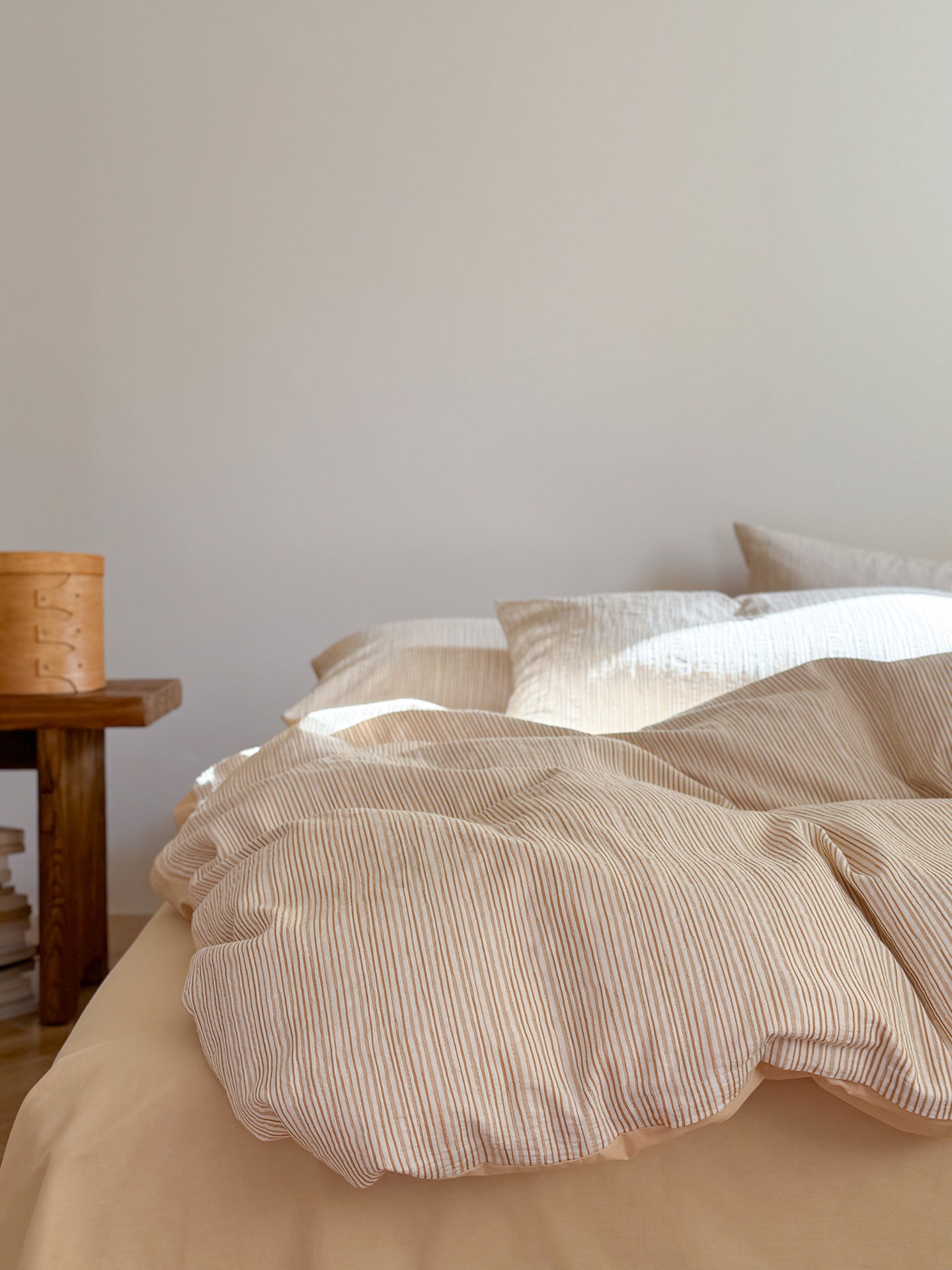 Maribel Striped Washed Cotton Bedding Set - Vanilla Cream