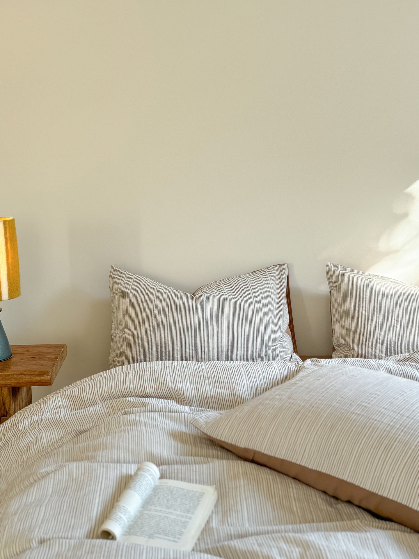 Maribel Striped Washed Cotton Bedding Set - Mocha Brown