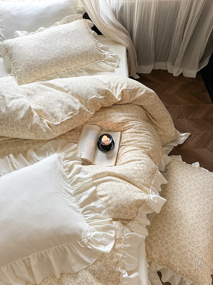 Fleurette Ruffled Double Gauze Bedding Set - Jasmine Snow