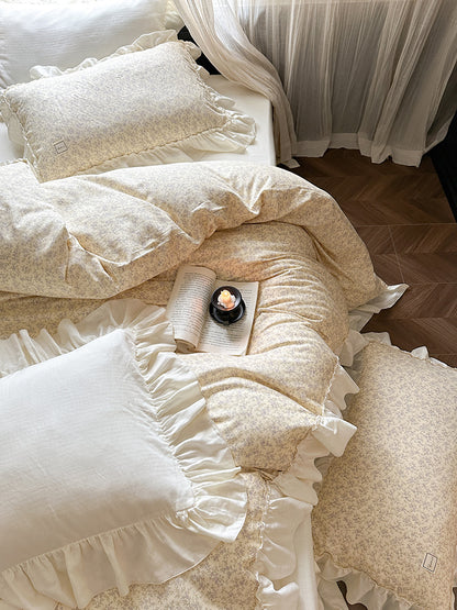 Fleurette Ruffled Double Gauze Bedding Set - Jasmine Snow