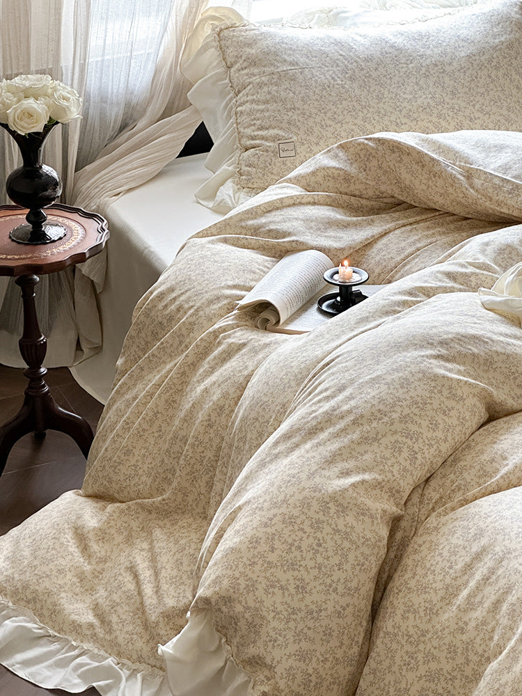 Fleurette Ruffled Double Gauze Bedding Set - Jasmine Snow