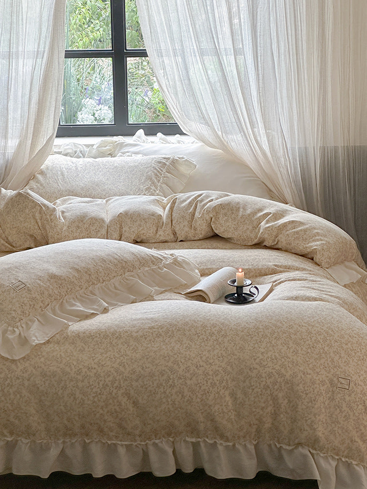 Fleurette Ruffled Double Gauze Bedding Set - Jasmine Snow