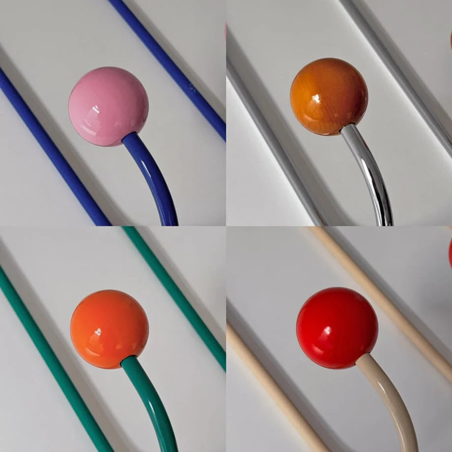 A composite image showing close-up details of all four color variants: Blue & Pink, Silver & Orange, Green & Orange, and Beige & Red. - RoomDen