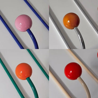 A composite image showing close-up details of all four color variants: Blue & Pink, Silver & Orange, Green & Orange, and Beige & Red. - RoomDen