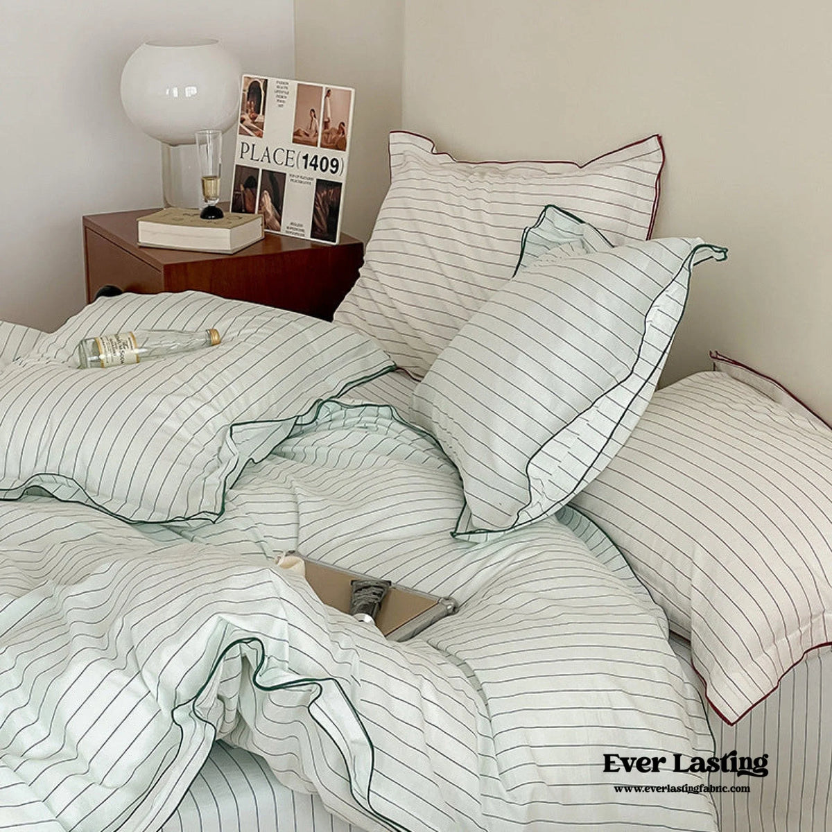 Ashcombe striped cotton bedding detail