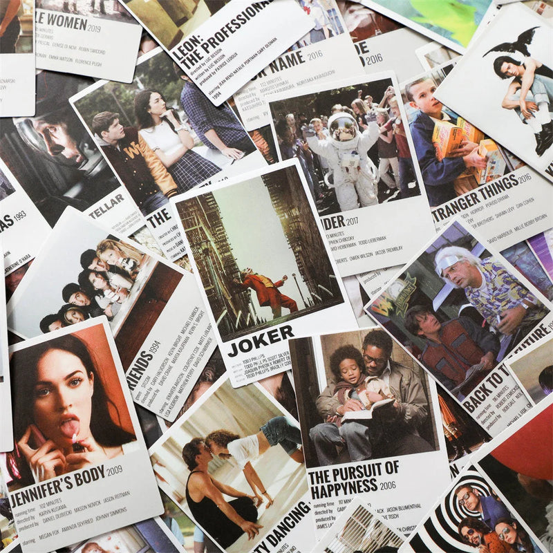 Scattered minimalist movie and TV poster prints for a renter-friendly cinema wall collage kit - RoomDen