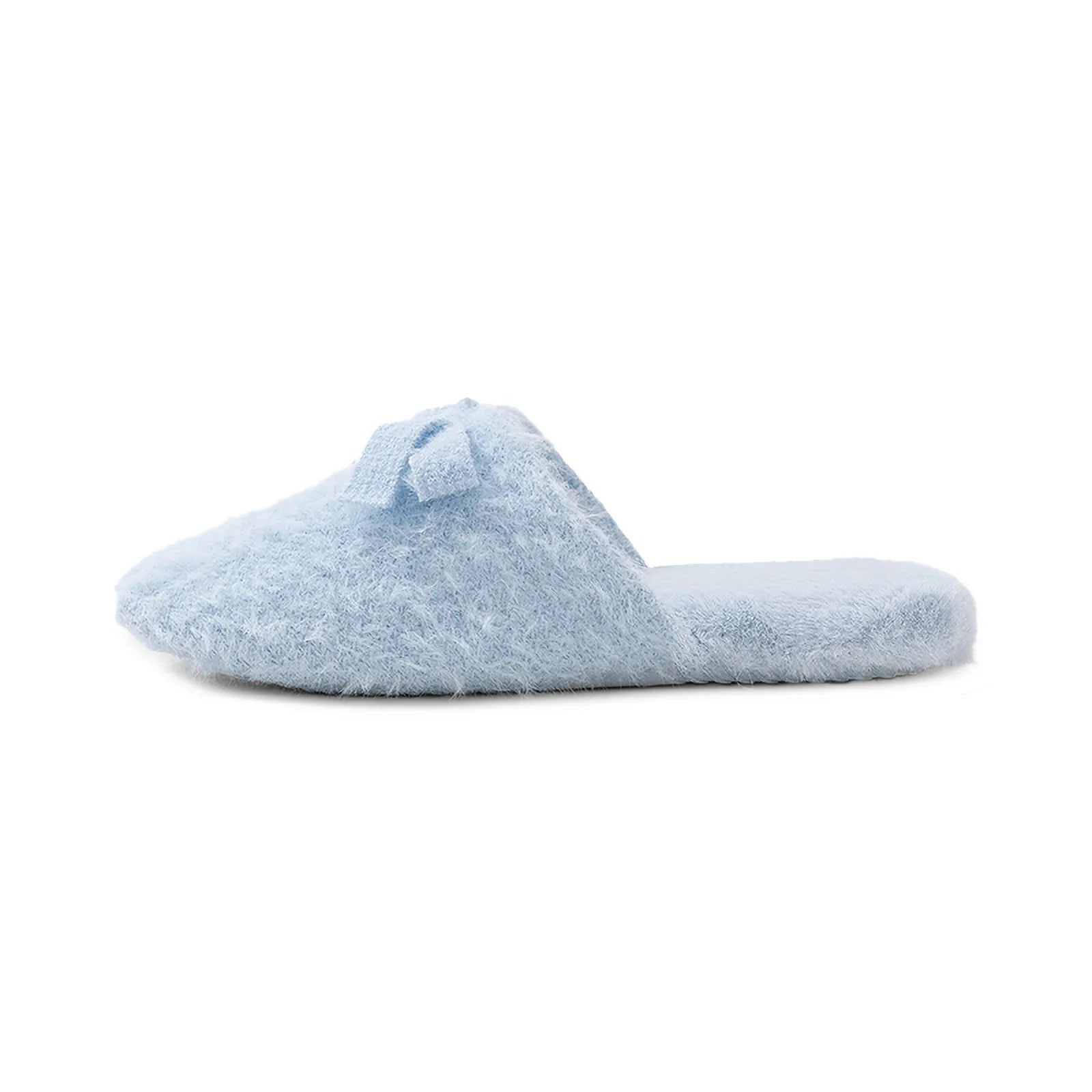 Blue Fuzzy Slipper Side Profile View - RoomDen