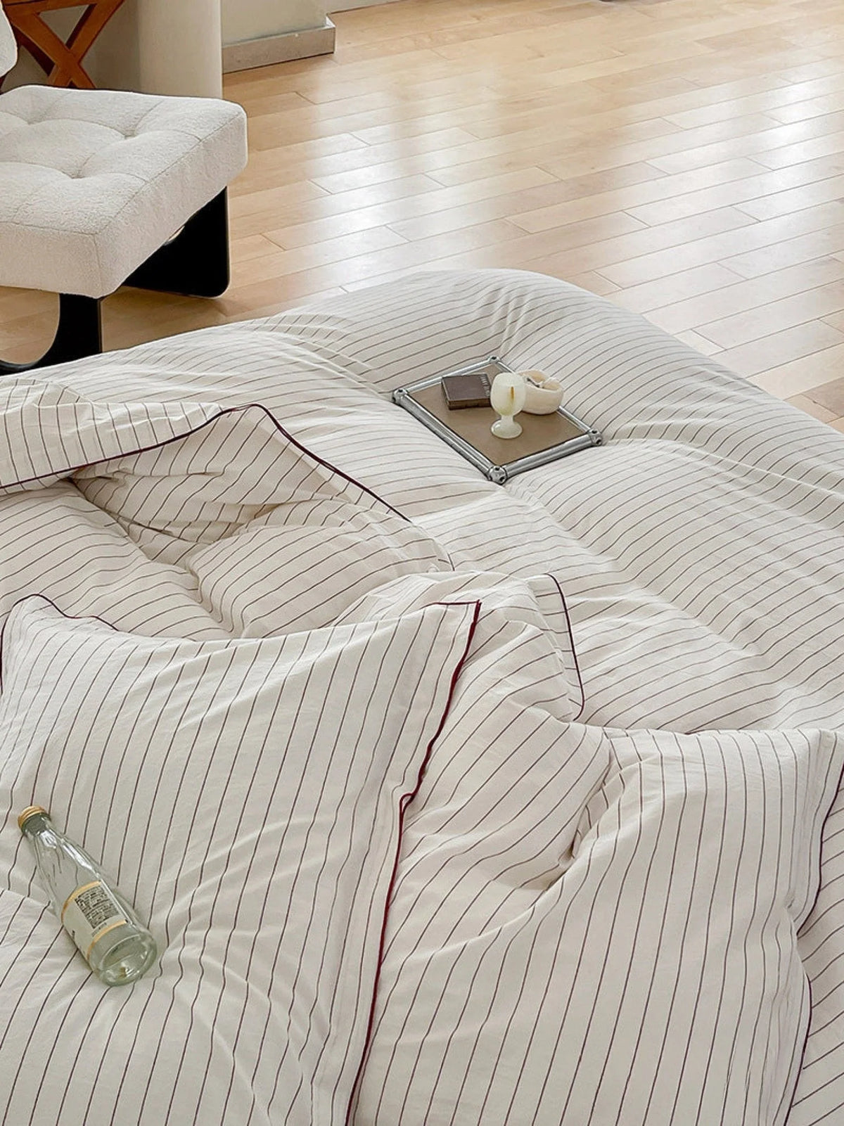Ashcombe striped cotton bedding detail