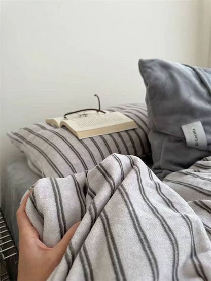 Hand Holding Soft Grey Flannel Fleece Duvet Cover Fabric