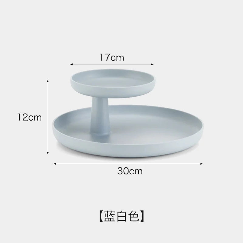 Dusty Blue two-tier organizer tray showing dimensions: 30cm base, 17cm top, 12cm height. - RoomDen