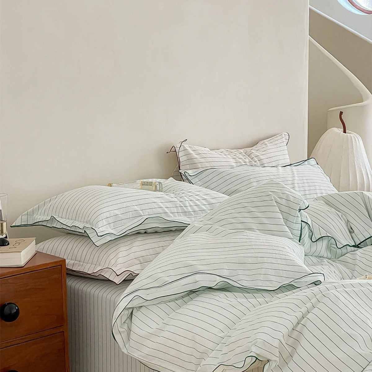 Ashcombe striped cotton bedding detail