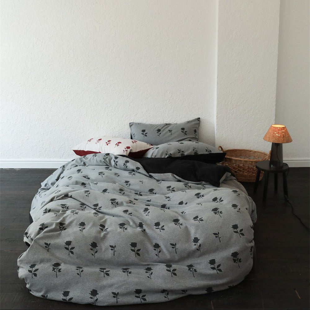 Marlise Floral Jacquard Cotton Bedding Set - Charcoal Bloom