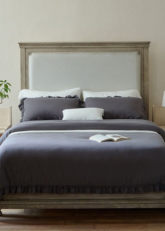 Ruffle Lyocell Bedding Set, Slate, bed arrangement - Roomden