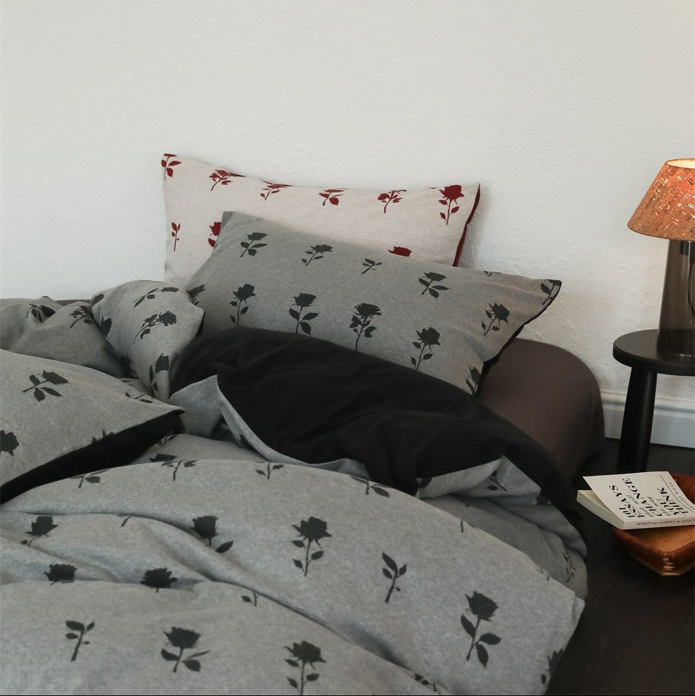 Marlise Floral Jacquard Cotton Bedding Set - Charcoal Bloom