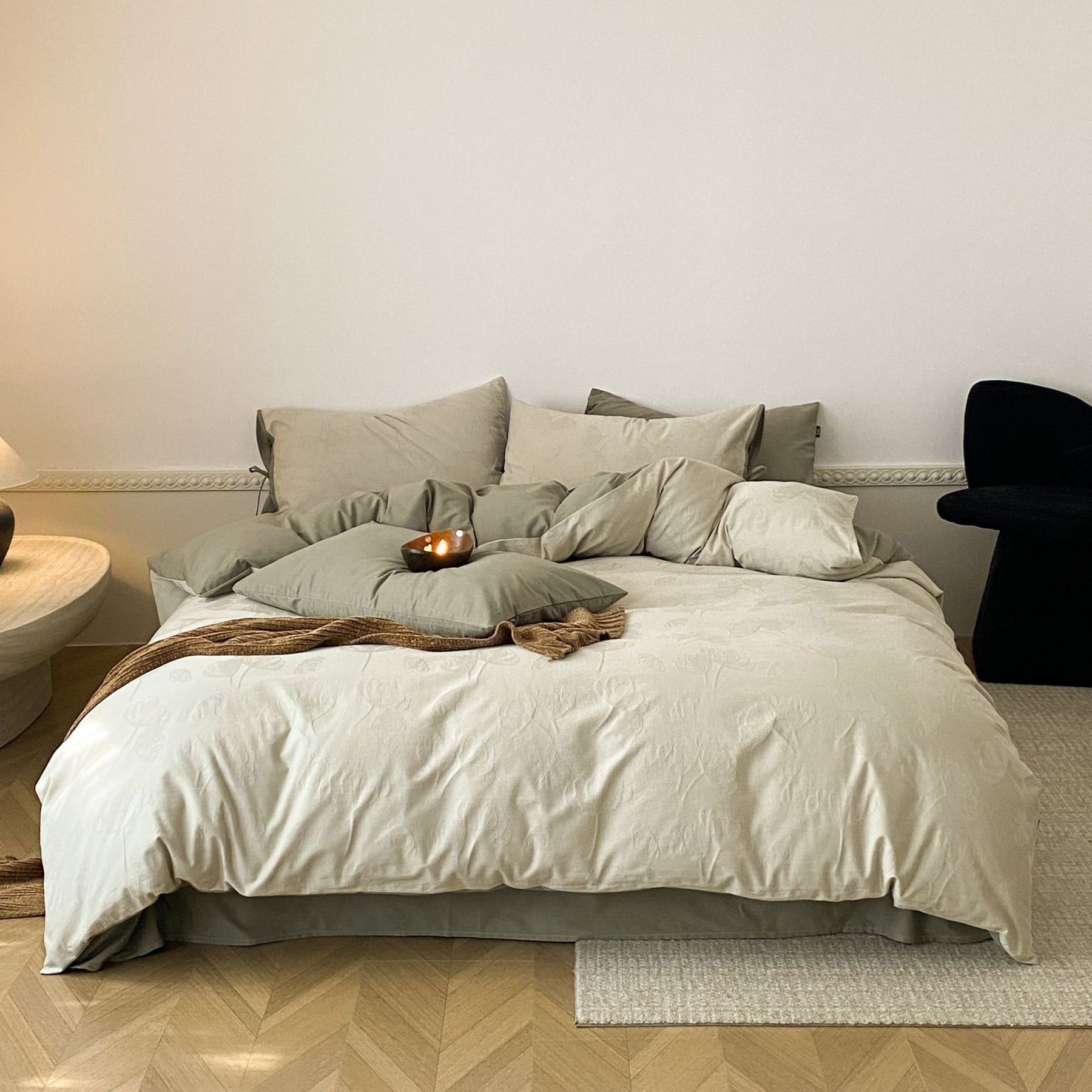 Odile Brushed Cotton Bedding Set - Sage Green