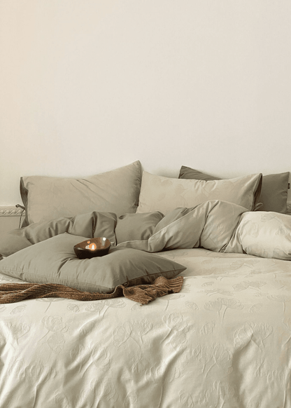 Odile Brushed Cotton Bedding Set - Sage Green