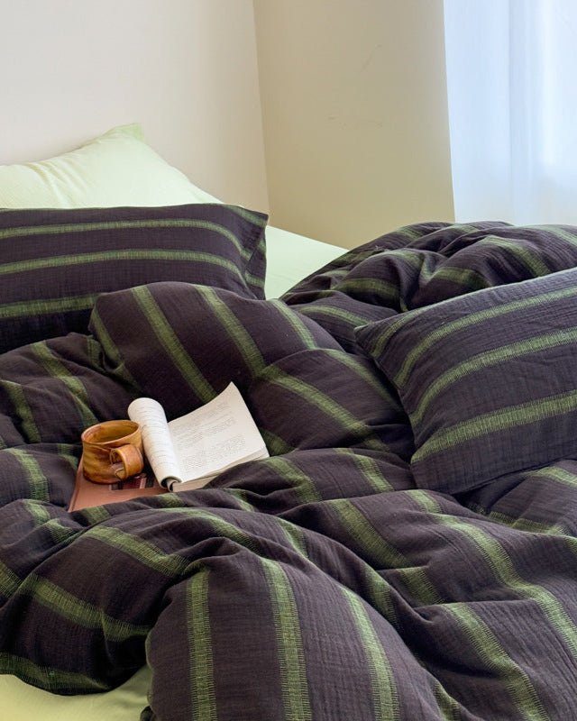 Corbin Striped Washed Cotton Bedding Set - room scene