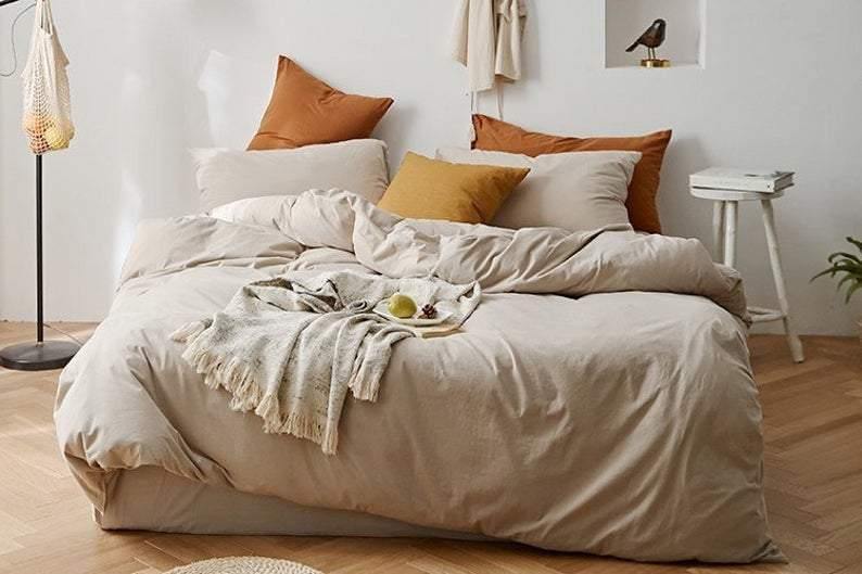 Palermo Washed Cotton Bedding Set - Sand Beige