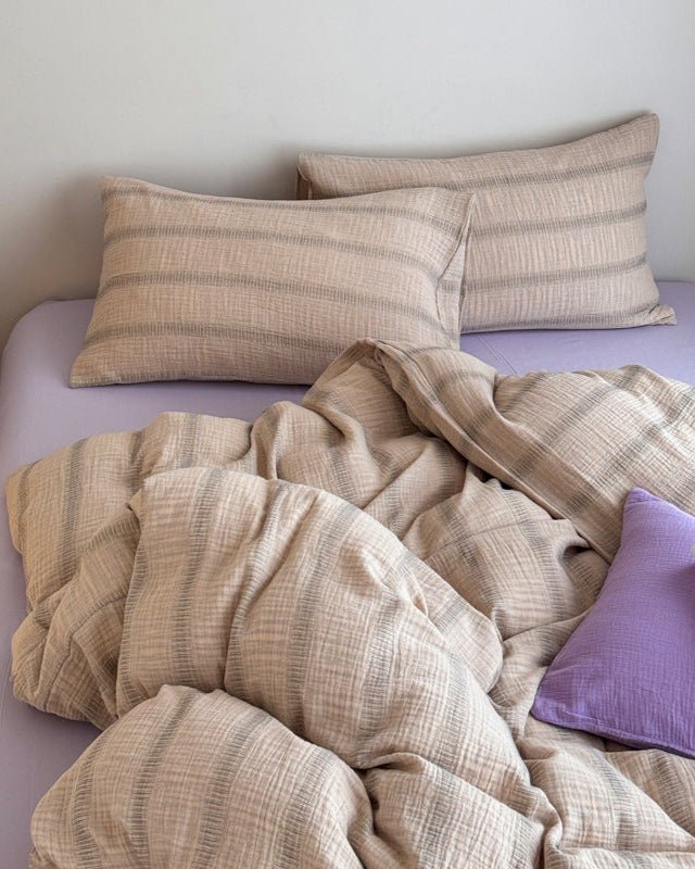 Corbin Striped Washed Cotton Bedding Set - room scene