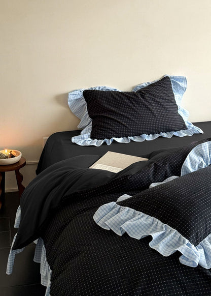 Harwick Gingham Ruffle Cotton Bedding Set - room scene