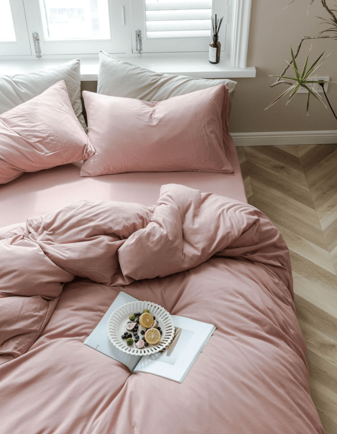 Palermo Washed Cotton Bedding Set - Dusty Pink