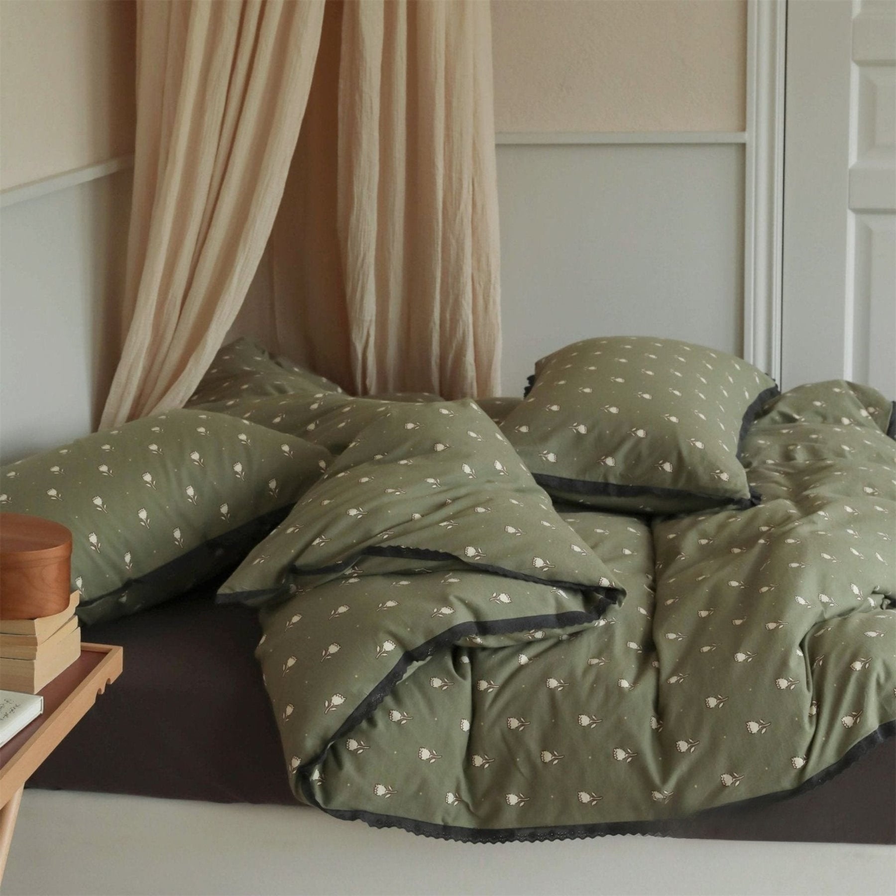 Winslow Ditsy Floral Jersey Cotton Bedding Set - Moss Floral