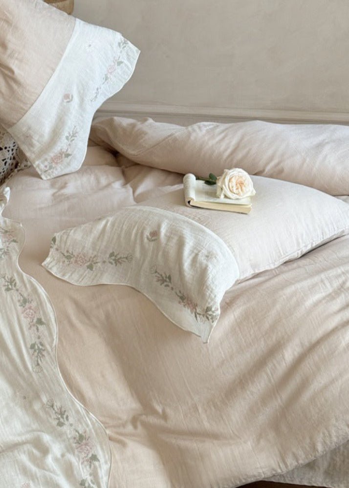 Marigold Embroidered Double Gauze Bedding Set - room scene