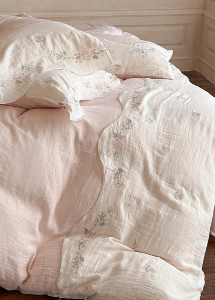 Marigold Embroidered Double Gauze Bedding Set - room scene