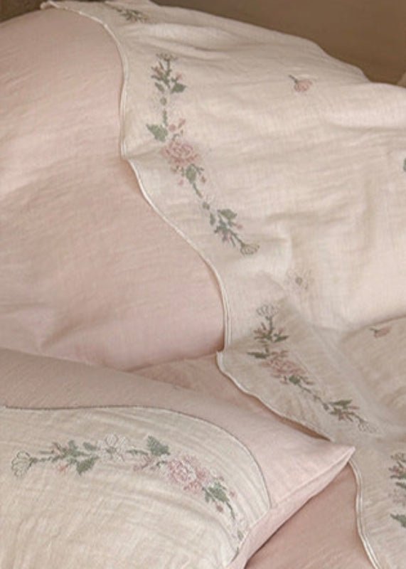 Marigold Embroidered Double Gauze Bedding Set - room scene