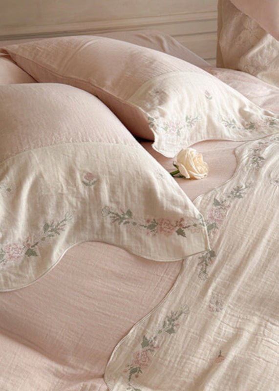 Marigold Embroidered Double Gauze Bedding Set - room scene