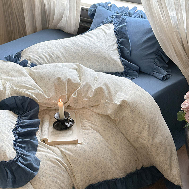 Fleurette Ruffled Double Gauze Bedding Set - Midnight Sky